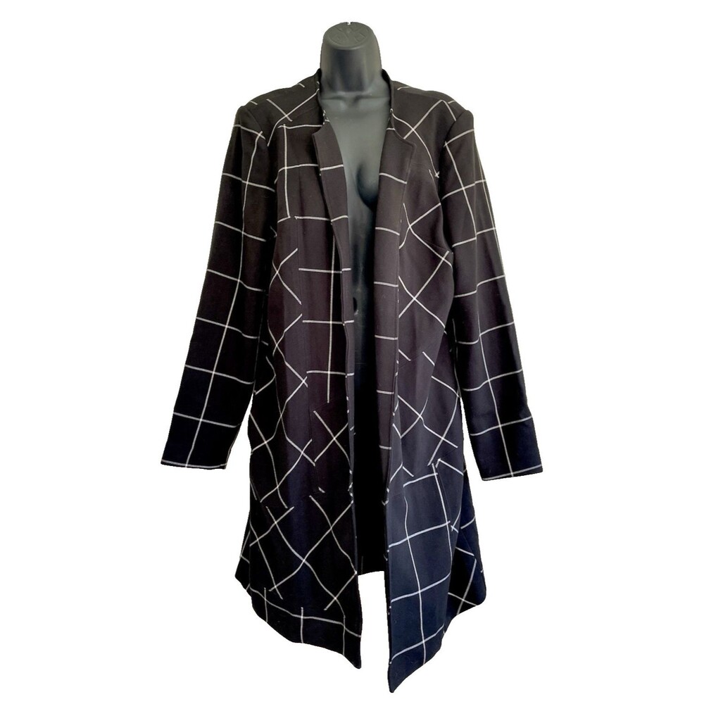The Limited White And Black White Square Blazer Jacket Size L No Collar Career